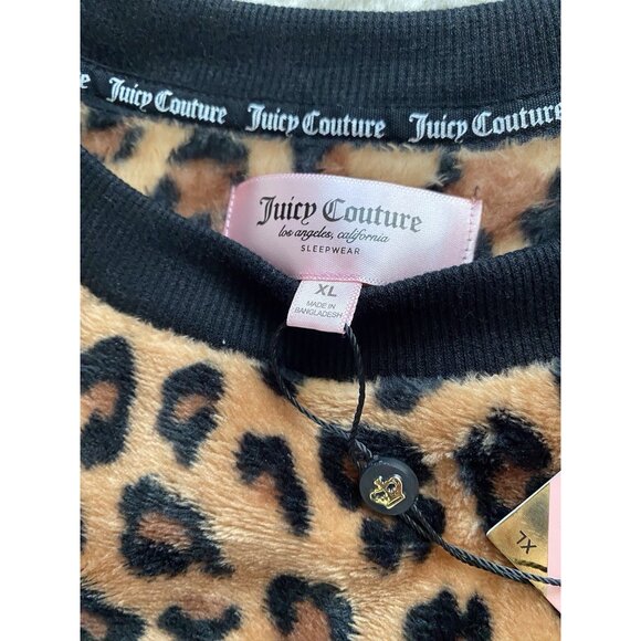 Juicy Couture Pajama Pj Set Leopard Print Sequin Logo Crop Top Pants XL NEW - Picture 5 of 13